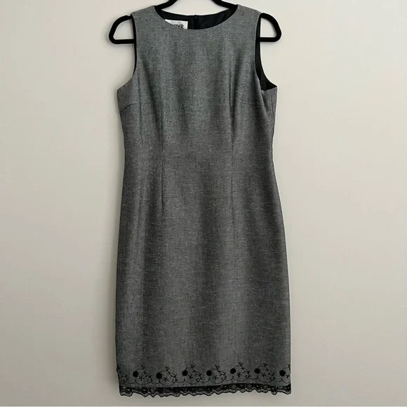 Kasper | Dresses | Vintage Gray Kasper Sheath Dress With Black Lace Hem 6p  | Poshmark